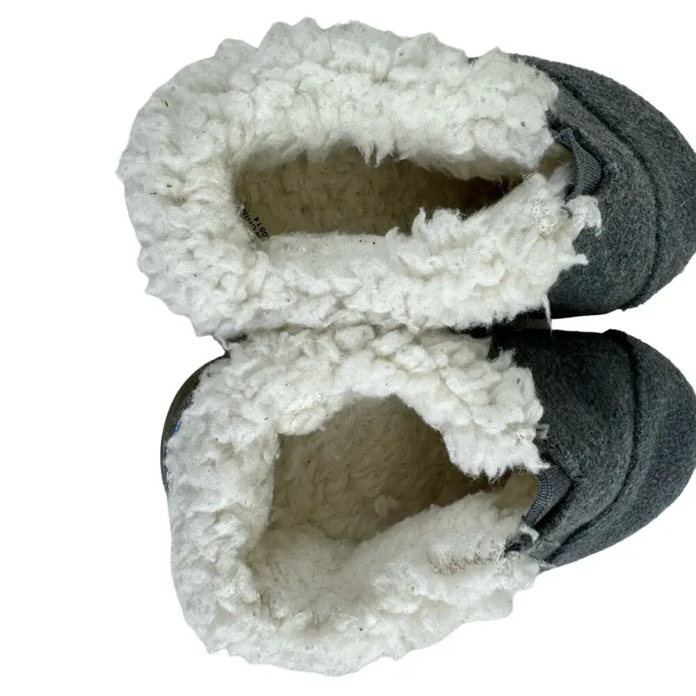 Toms Gray Fleece-Lined Toddler Pull On Loafers Non-Slip Sole Unisex Toddler Sz 5